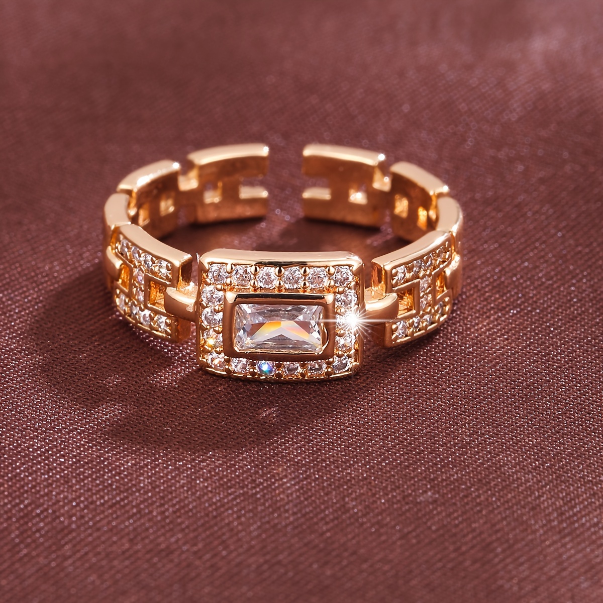 Wide Zirconia Ring for Women, Suitable for Index Finger